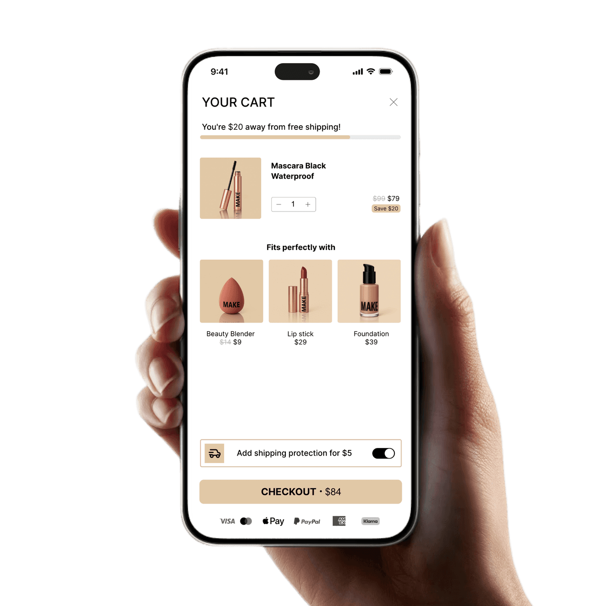 EliteCart Shopify cart drawer on mobile device