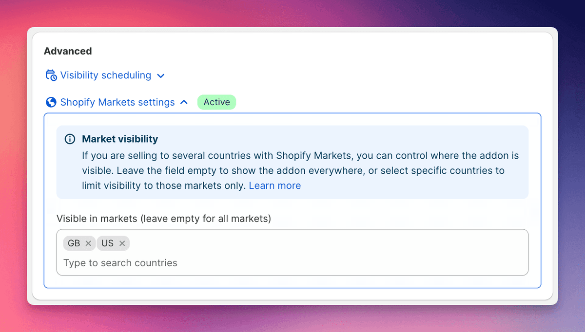 NEW: Country-Specific Add-on Visibility