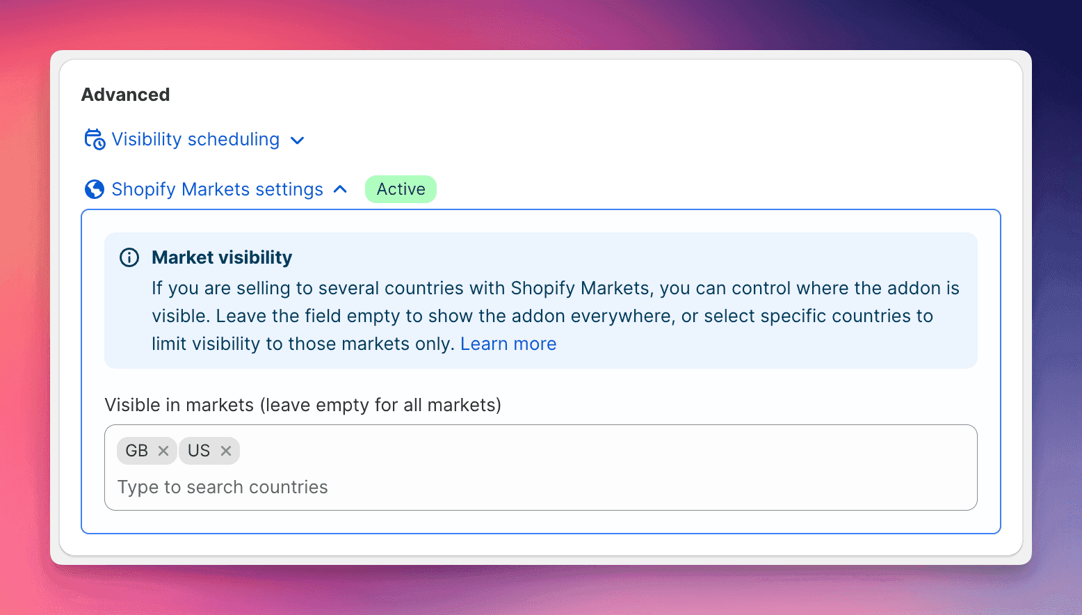NEW: Country-Specific Add-on Visibility