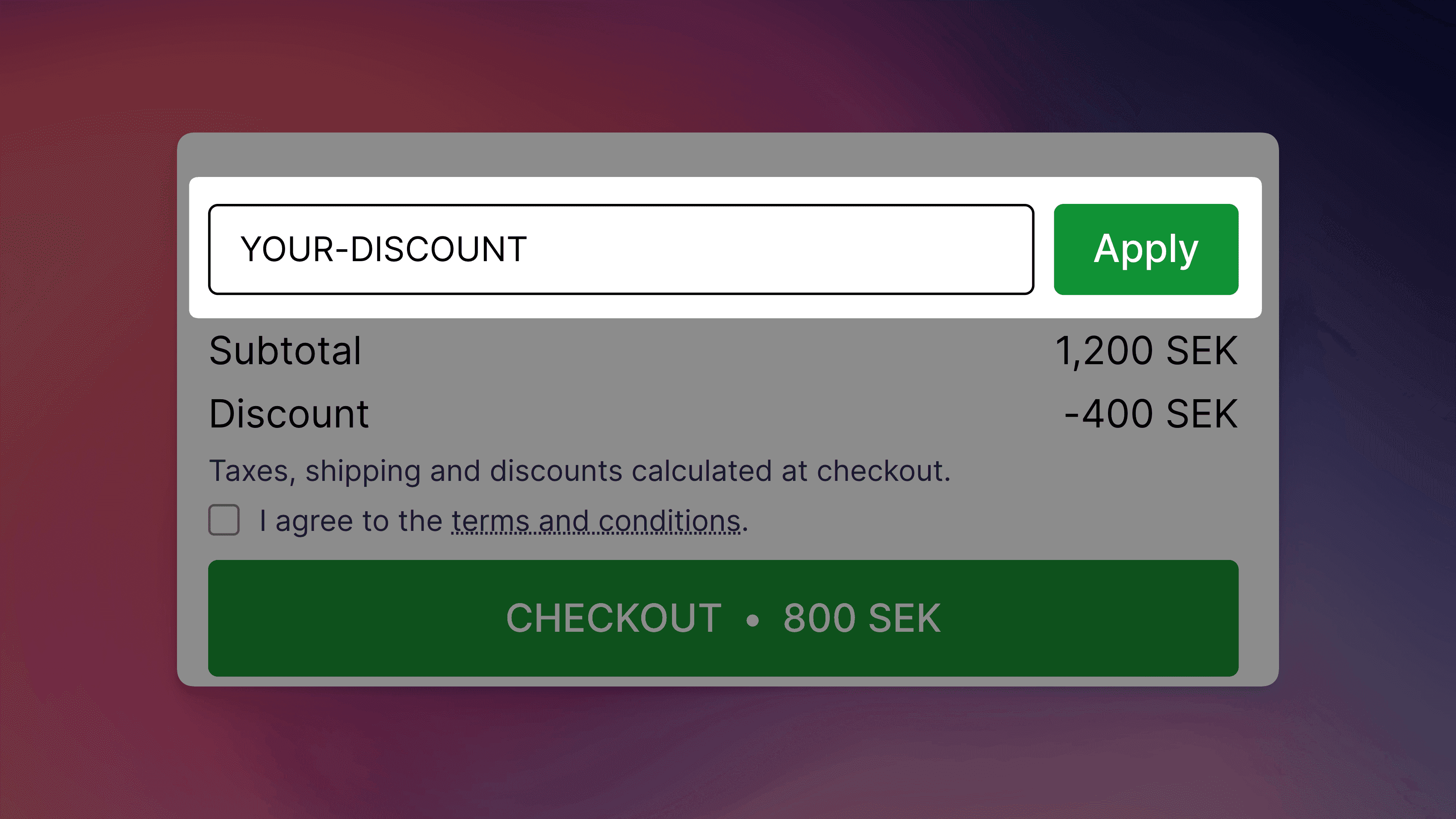 NEW: Discount Code Field in Cart Drawer