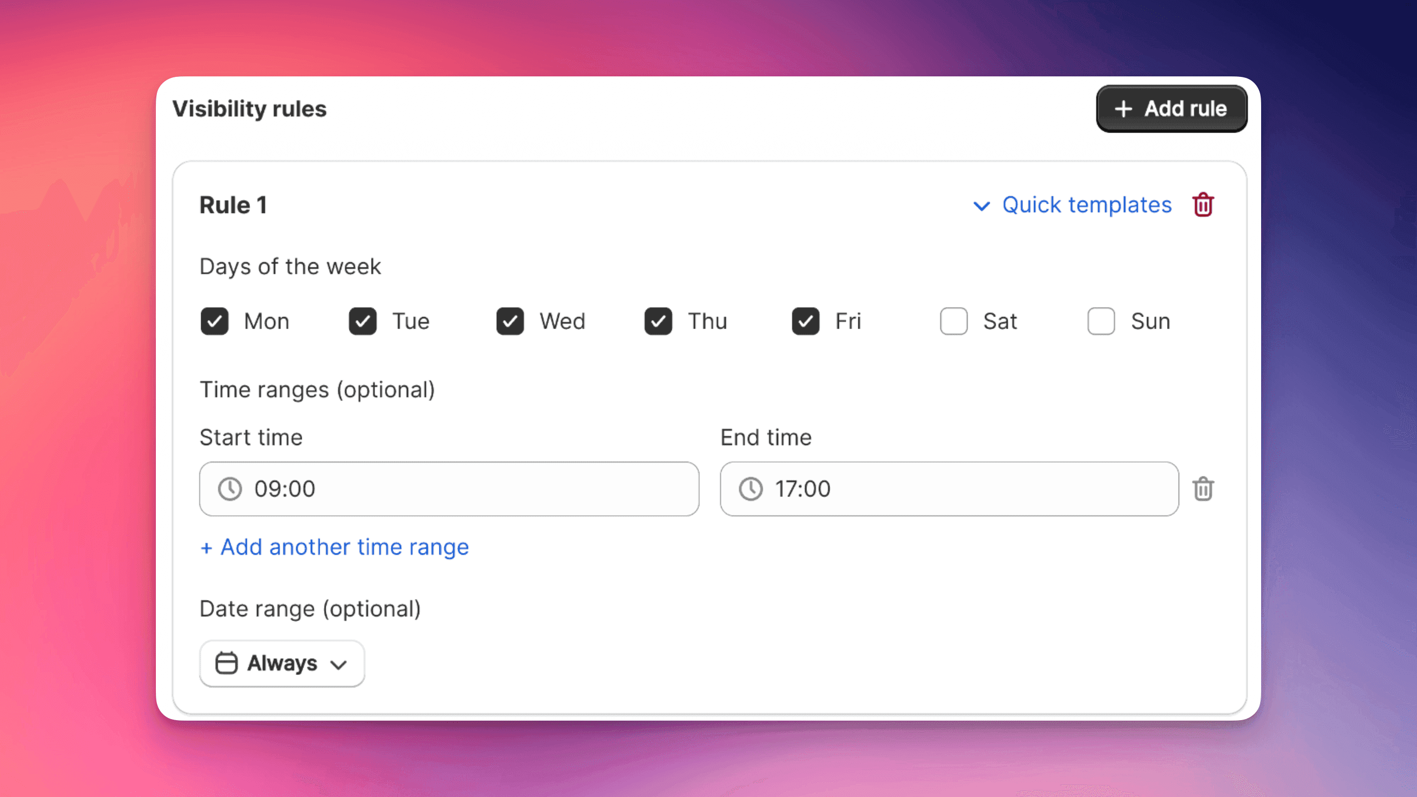 NEW: Schedule Settings