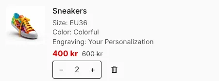 Line item showing only the unit price
