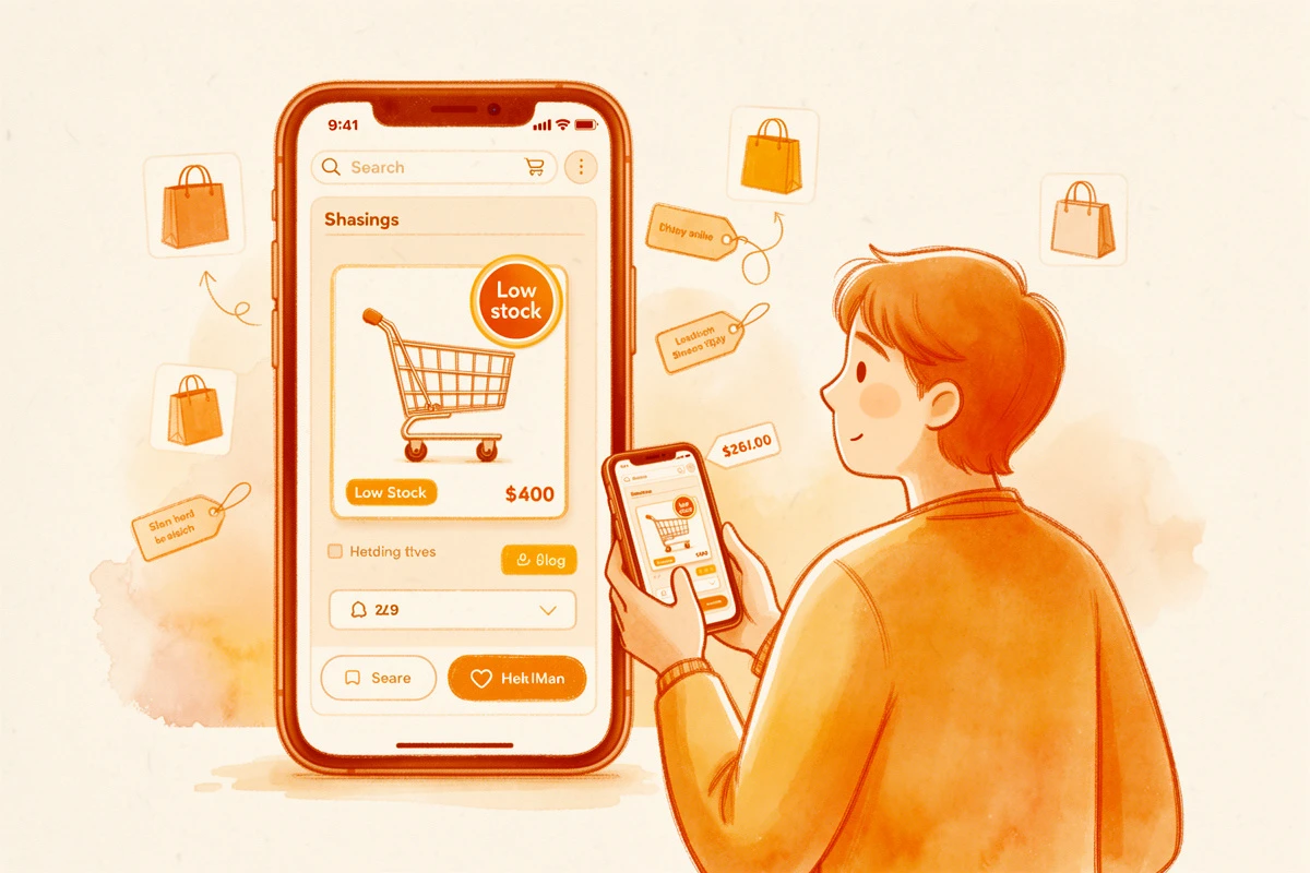 A low inventory notice displayed beneath a product in an online shopping cart