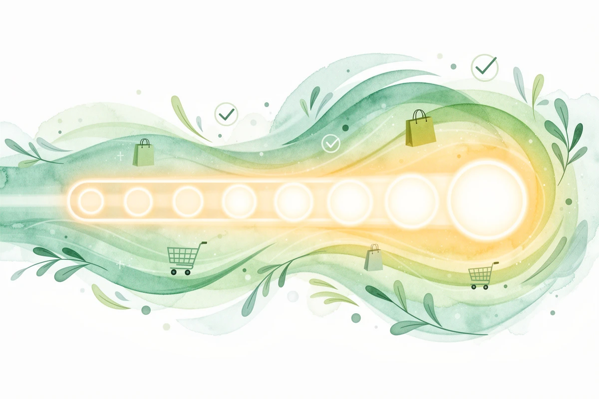 Abstract visualization of the goal-gradient effect driving tiered rewards in a Shopify cart