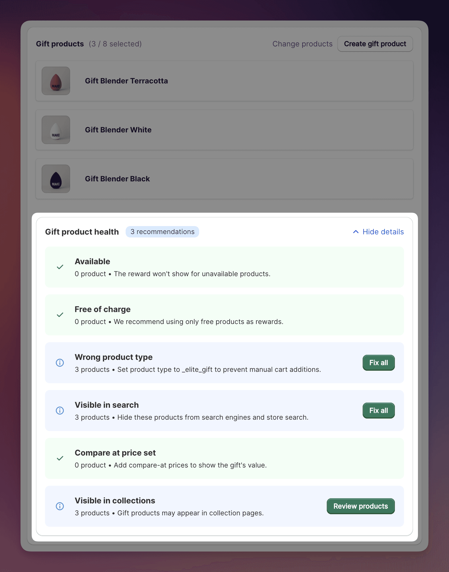 Gift Health Assessment Interface